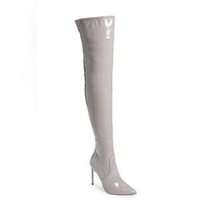 Steve Madden Viktory Latex Grey Boots Over the Knee